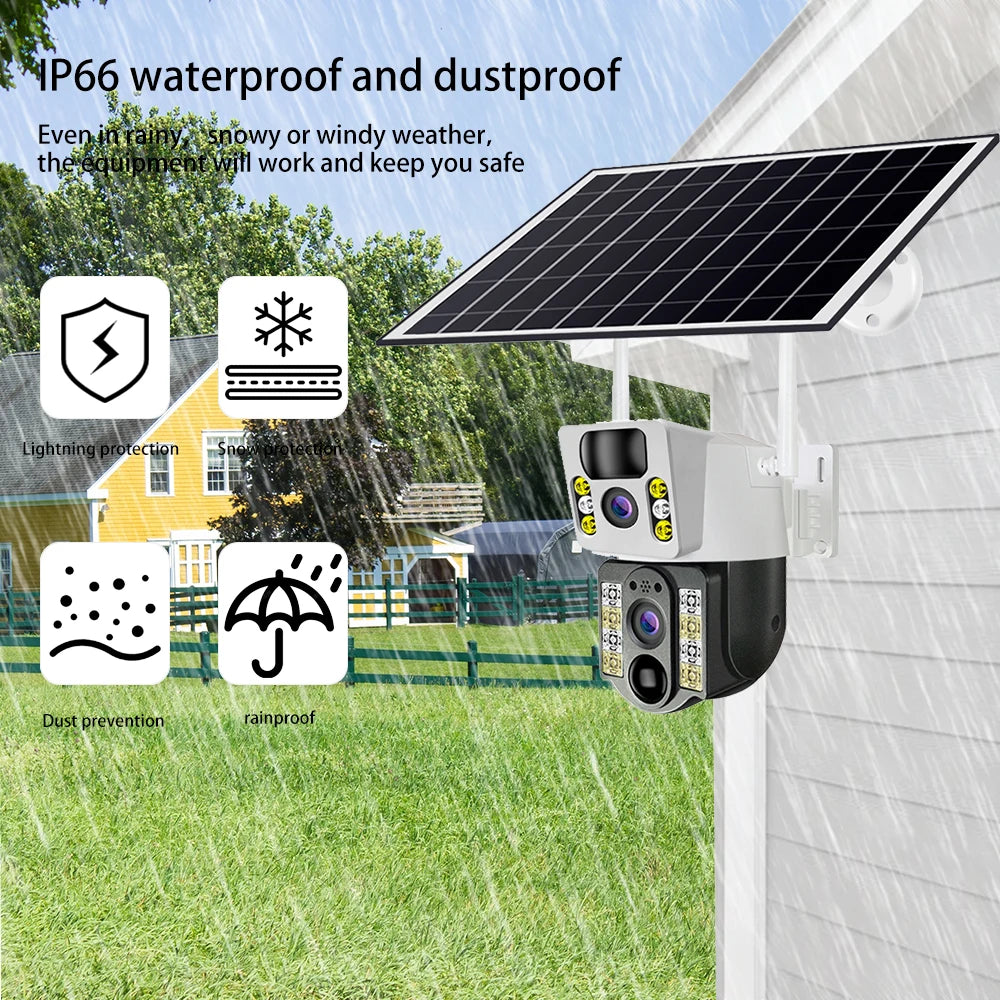 4K Solar Security Camera Outdoor Wireless 360° PTZ AI Human Detection IP66 Waterproof 8000mAh