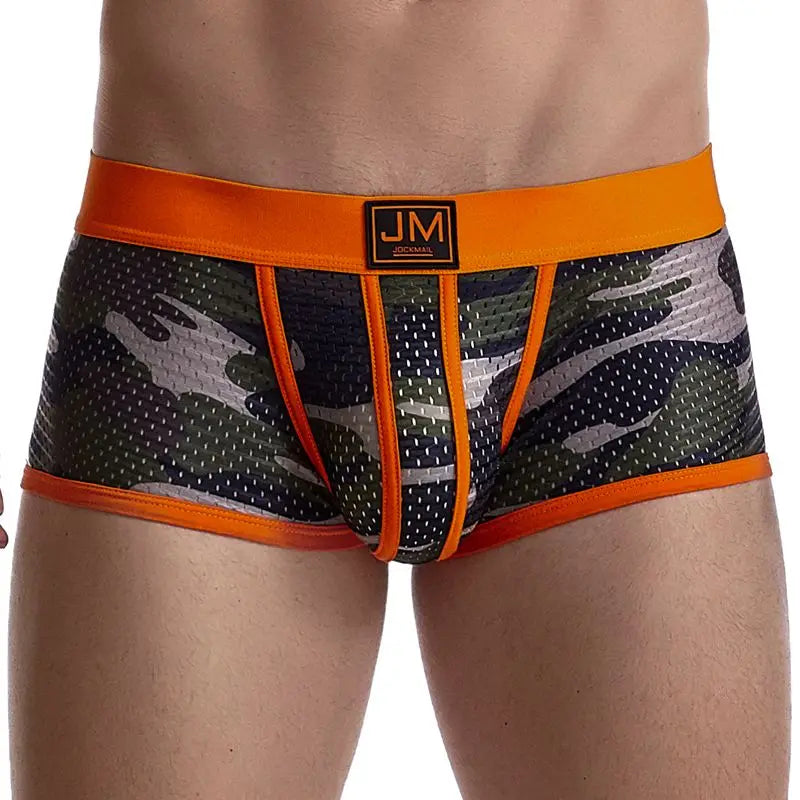 Sexy Underwear Men Boxer Briefs Cueca Gay Male Panties Mesh Camouflage Fashion Men Under Wear Lingerie Underpants Pouch Shorts