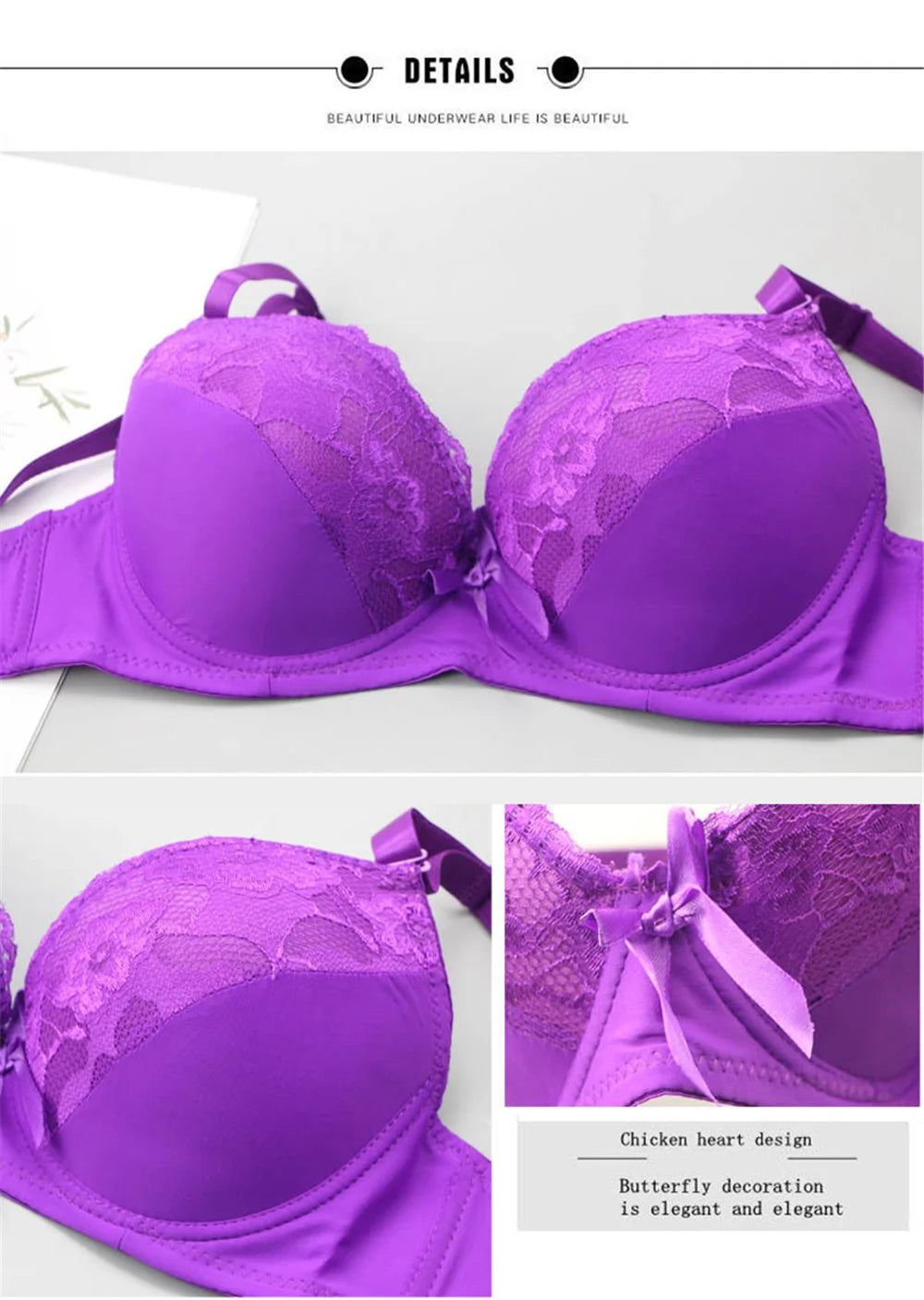 BCHRAYIUP Women's Sexy Underwire Padded Bra Set Plunge Full Cup Lingerie Panties Bra Set 32 34 36 38 40 42 44 46 A B C D E F