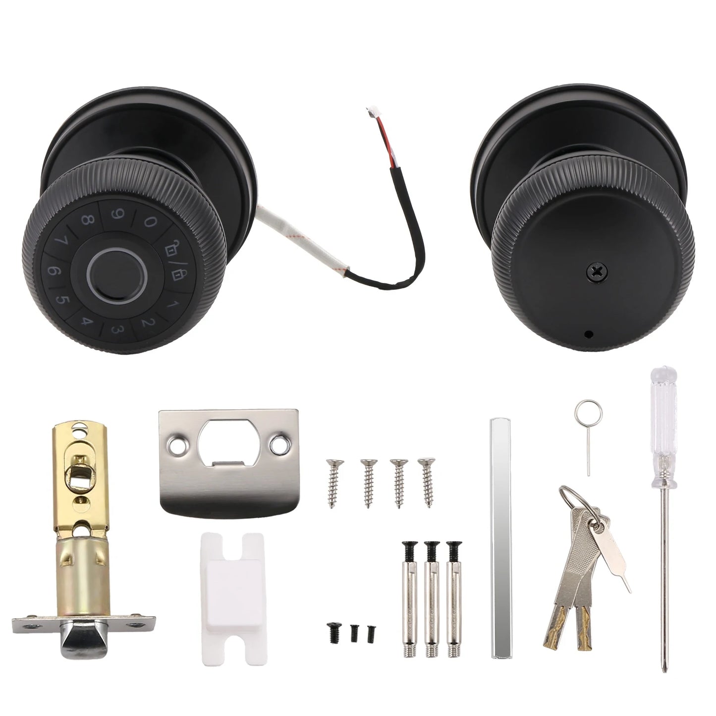 FULL-Fingerprint Door Lock-Smart Door Handle, Keyless Door Handle With Password Keypad For Bedroom Smart Door Lock