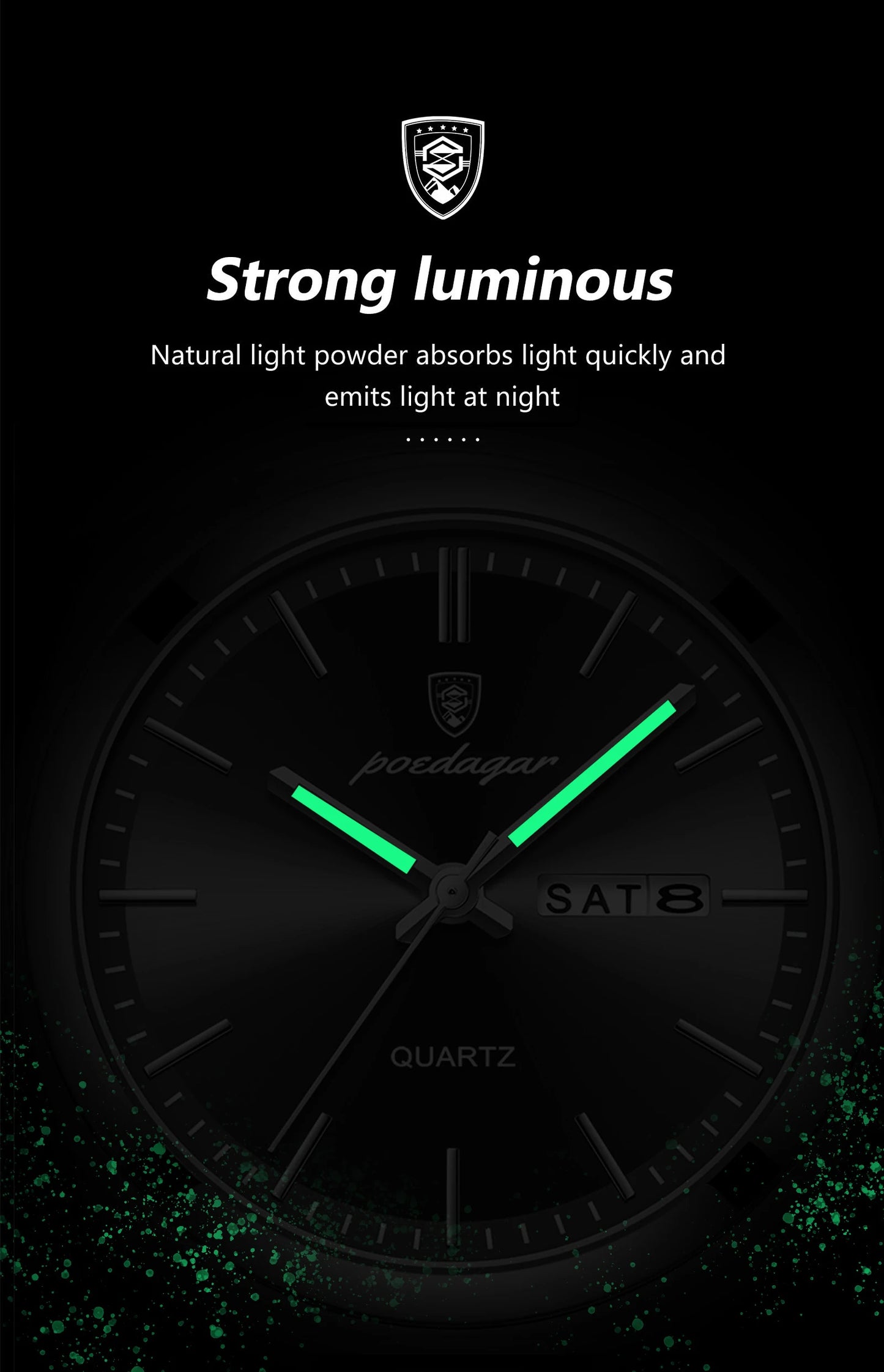 POEDAGAR Luxury Men Watch Stainless Steel Waterproof Luminous Man Wristwatch Date Week Fashion Casual Men's Watches Quartz Reloj