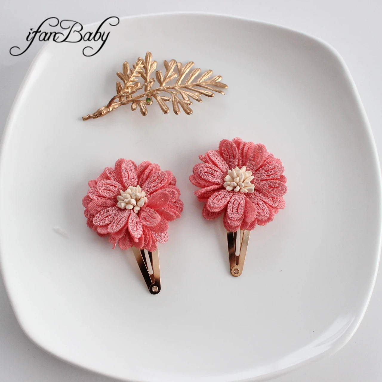 Fashion Flower BB Hair Clips Pin Headwear For Baby Kids Girl Hair Accessories 2 PCS/SET
