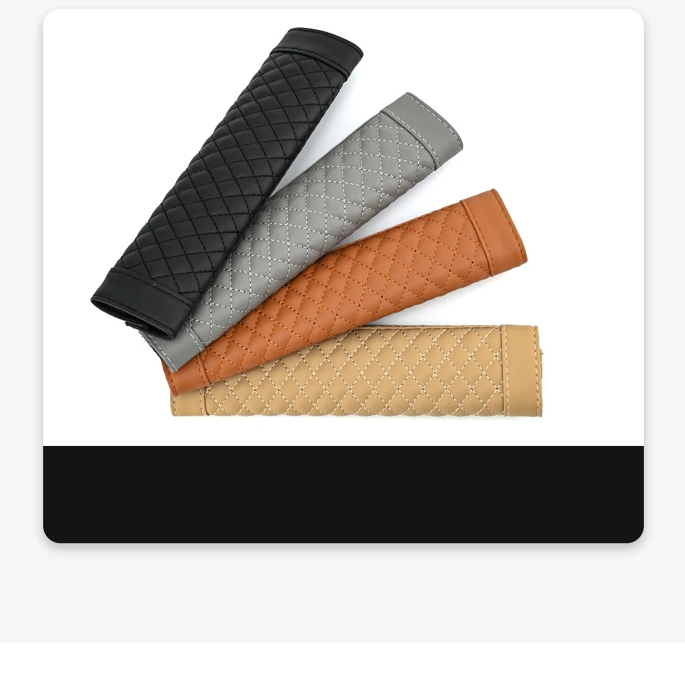 Leather Car Seat Belt Shoulder Cover Embroidery Wear-resistant Non-slip Leather Safety Cover Car Interior Decoration Products