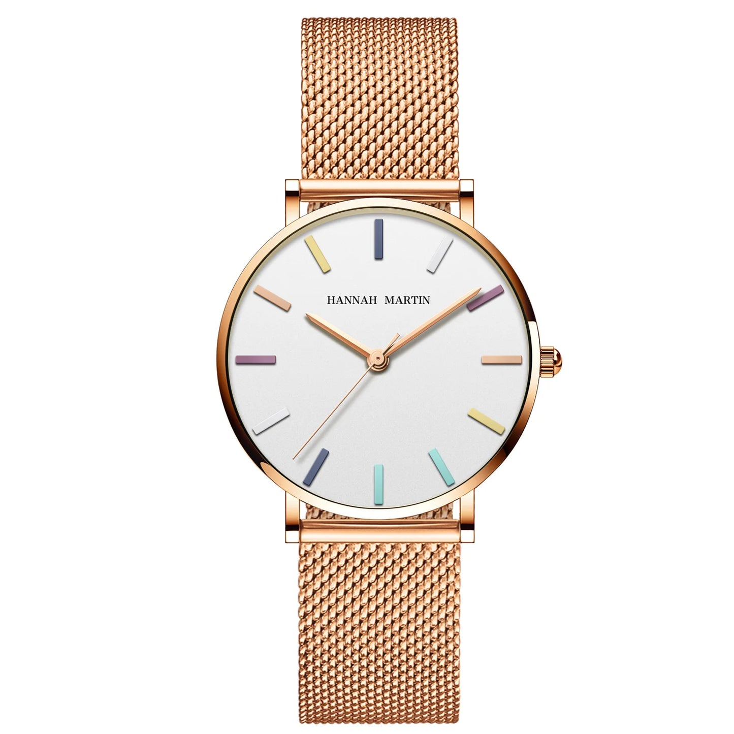 Hannah Martin Top Women Watch Bohemian Style Simple Stainless Steel Mesh Strap Original Japanese Movement Fashion Bracelet Watch