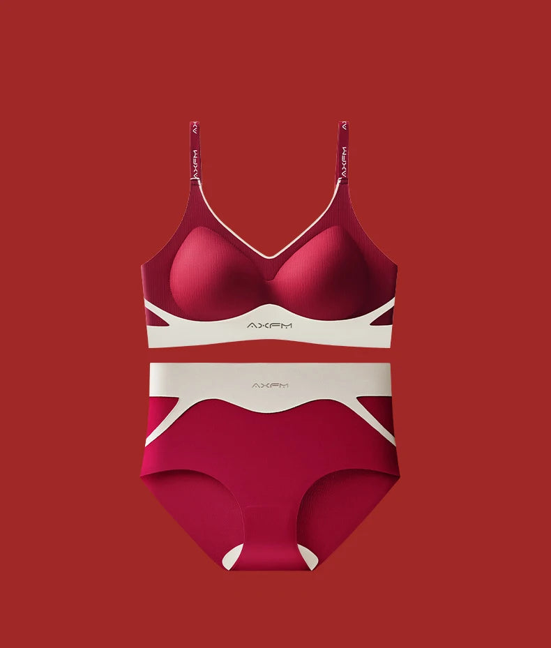 Women's 2 Piece Bra And Panty Set Comfortable Wireless Push-Up Seamless Soft Support Invisible Underwear Female