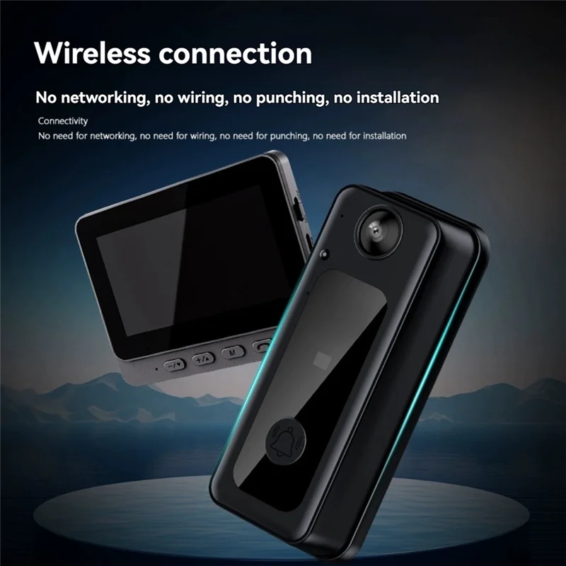 Smart Video Doorbell Camera Wireless, Indoor Surveillance Camera, Cat's Eye Camera, Anti-Theft Door Monitoring,3Inchm12k