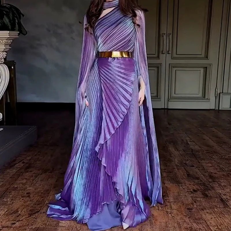 Women's Dresses Temperament Fashion 2025 Autumn New Batwing Sleeve Shawl Split Elegant Party Vestidos Evening Long Dress