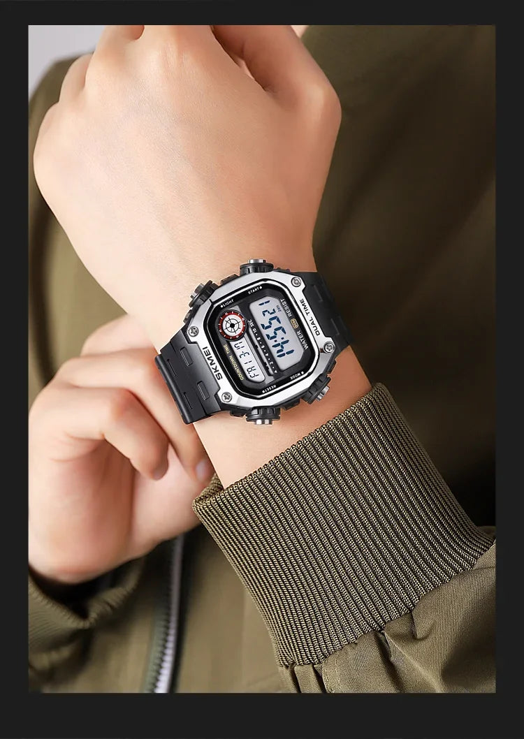 SKMEI 2126 Digital Countdown Sports Watches for Men LED Display Waterproof Stopwatch Mens Wristwatch Alarm Clock montre homme