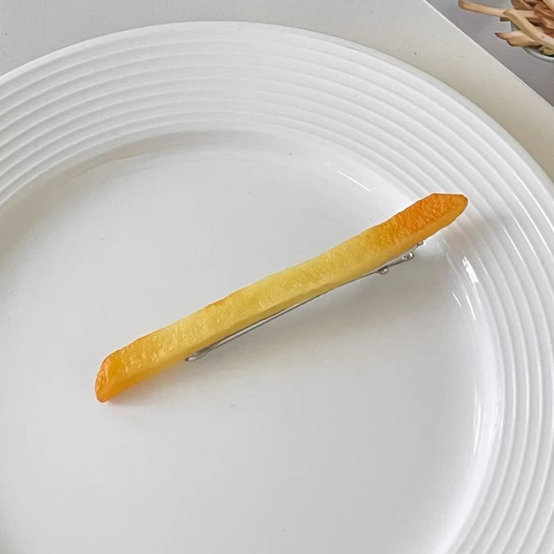 Simulated French Fries Small Hair Clips For Girls Metal Clip Hairpins Barrettes Imitation Food Hair Decor Jewelry For Women Gift