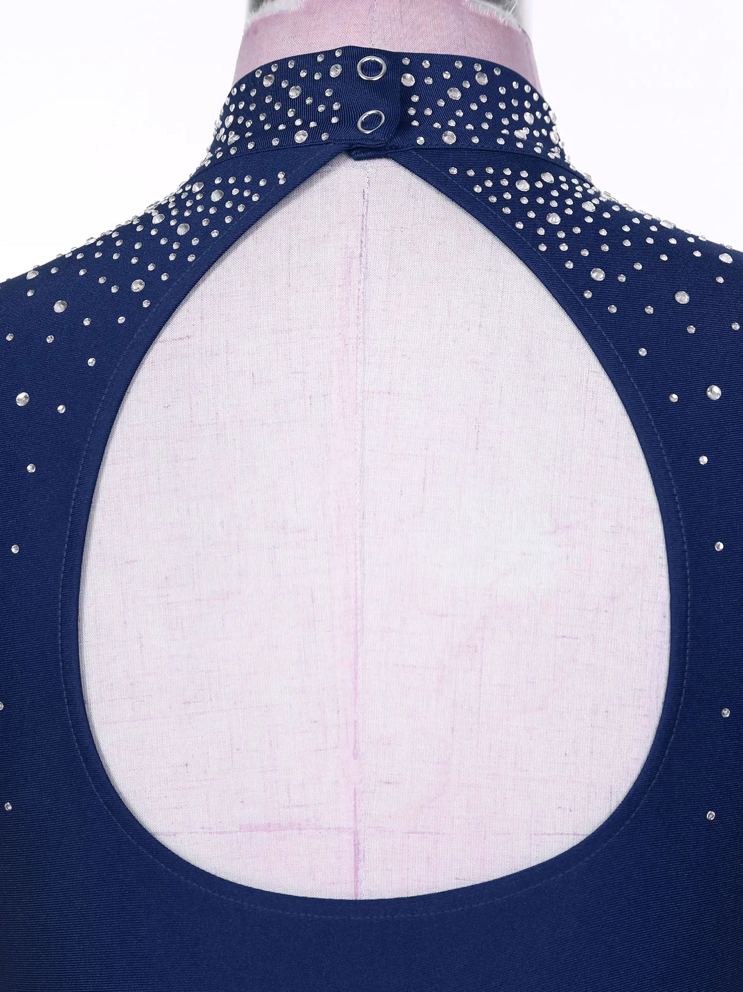 Womens Lyrical Dance Dresses Mock Neck Wide Hemline Shiny Rhinestones Maxi Dress Sleeveless Modern Contemporary Leotard Dresses