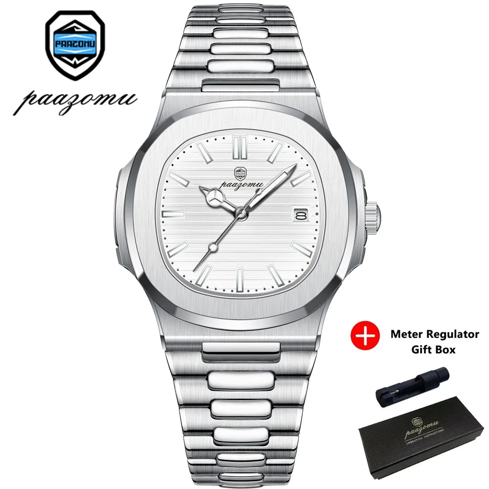 PAAZOMU 2025New Men Stainless Steel Watch Quartz Waterproof Male Clock Business Watch Mens Watches Top Brand Luxury Men Watch