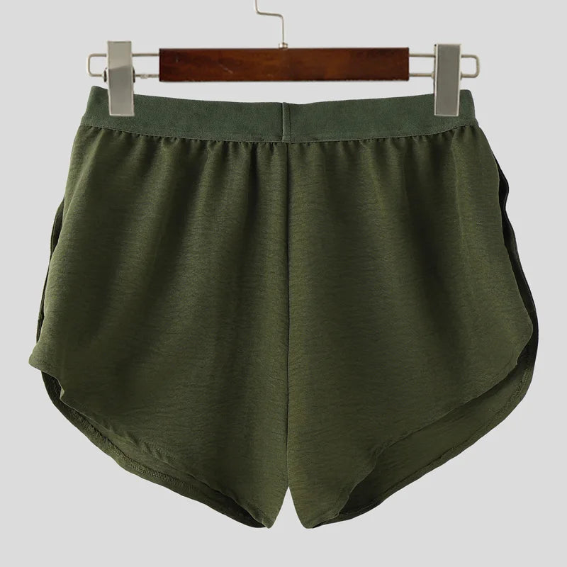 INCERUN Men Shorts Solid Color Elastic Waist Split Side Button Men Bottoms Streetwear 2025 Fashion Sexy Casual Male Shorts S-5XL