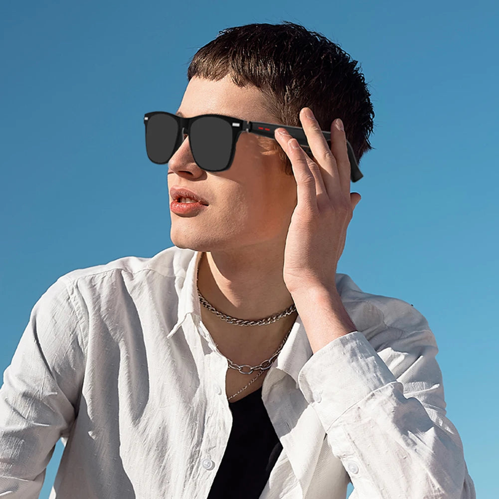 Smart Glasses AI Voice Assistant Camera Glasses Remote Shooting Outdoor Sport Glasses with Camera Open Ear Sound Mic & Speakers