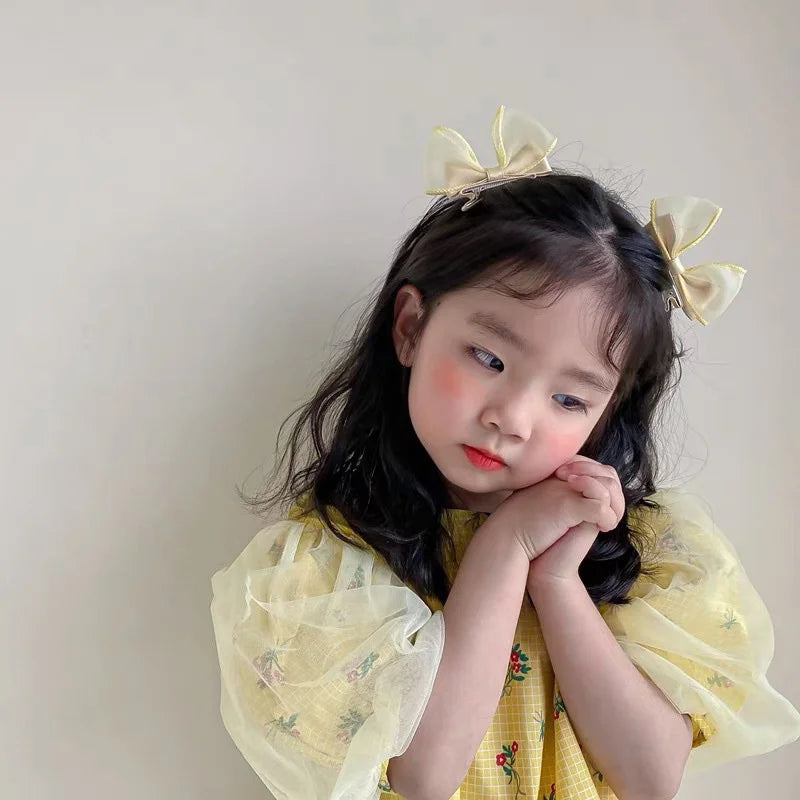 2PCS New Lovely Stereoscopic Bowknot Kids Hairpins Baby Hair Clips Headdress Girls Hair Accessories Children Headwear