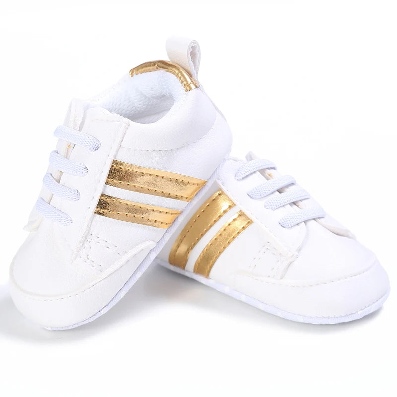 Toddler Baby Girl Shoes 0 to 3 6 9 12 18 24 Months Casual Cute Gold White Baby Boy Shoes First Walkers Soft Crib Shoes Infantil