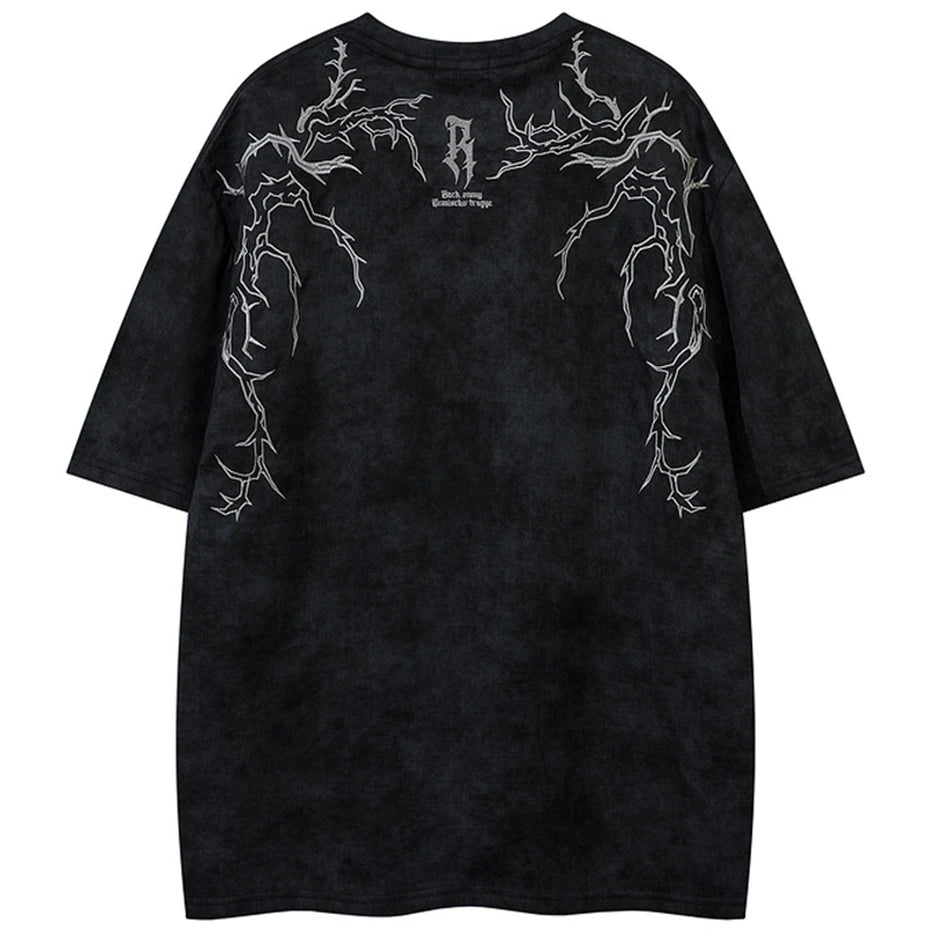 Hip Hop Harajuku Men T Shirts Embroider Vintage Loose Tee Tops Streetwear Oversized T-shirt