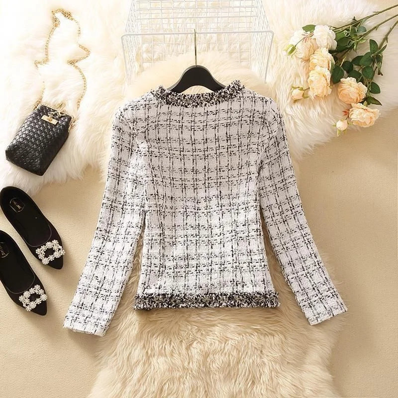 Women's Jackets  Women's Jacket Spring new Trendy Ladies Short Joker Temperament Small Fragrant Tweed Coat Tweed Coat Cardigan