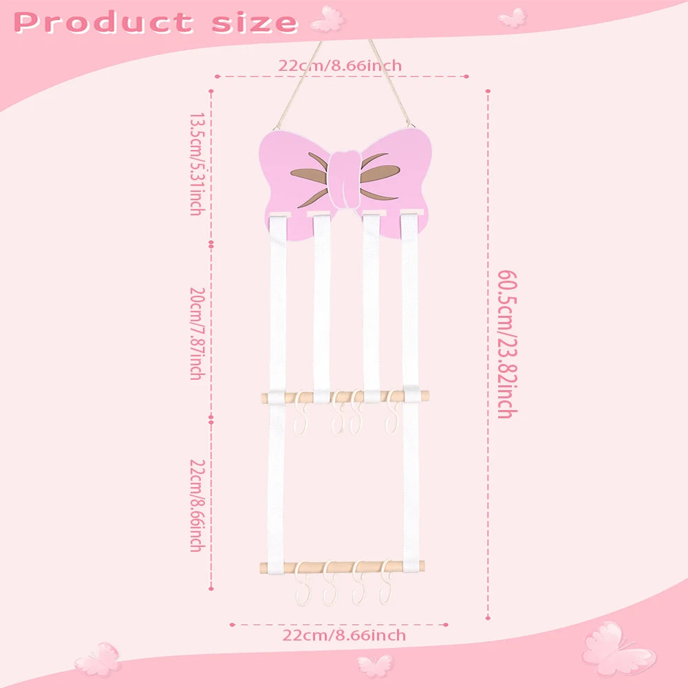 Hair Accessory Organizer With 8 Hooks Hanging Storage Rack For Hair Clips Hat Headband Space Saving Bathroom Bedroom Door Closet