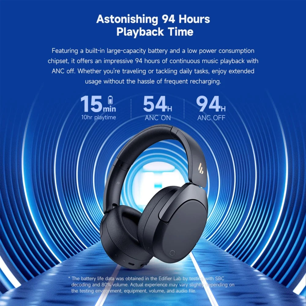 Edifier W830NB Wireless Headphones -45dB Active Noise Cancelling Hi-Res Over-Ear Headset LDAC 94H Battery Life Bluetooth 5.4