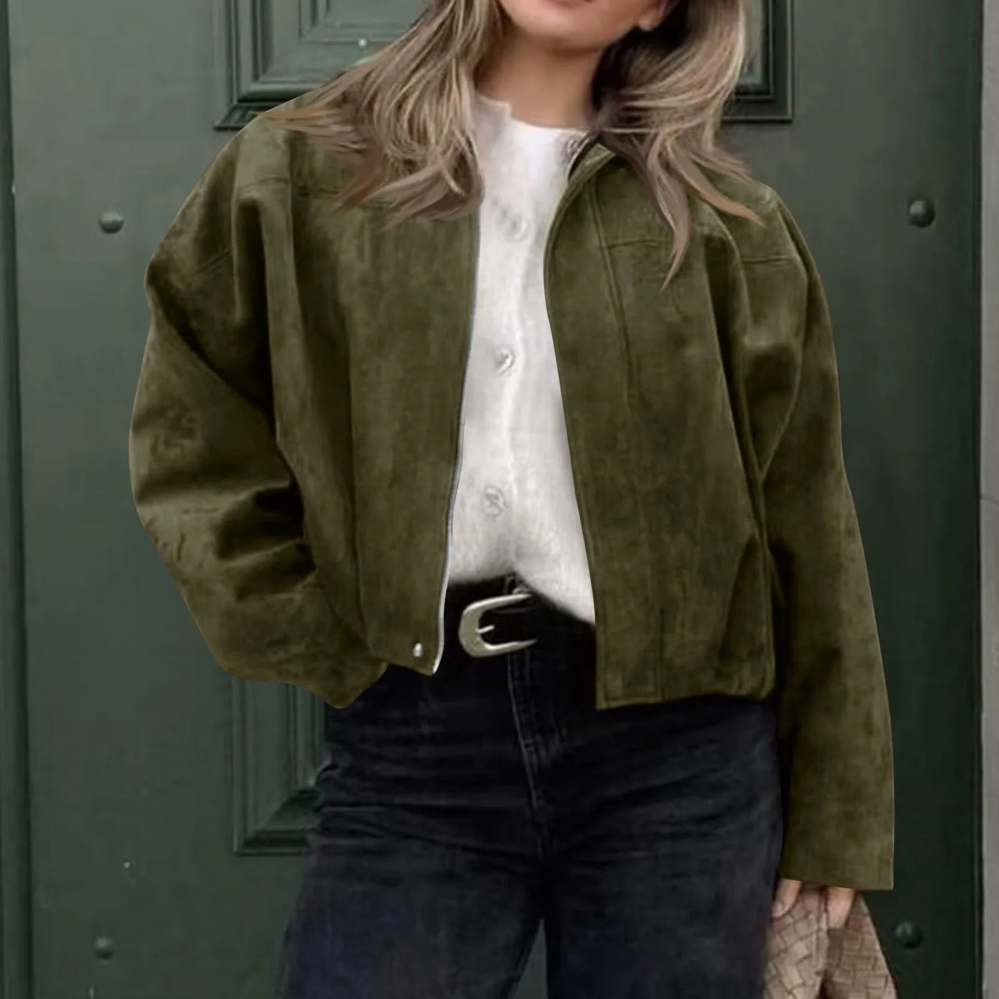 Women's Jacket Fashionable Long Sleeve Zip Up Cropped Coat Autumn Streetwear Cropped Jackets Chic Street Youth Casual Jackets