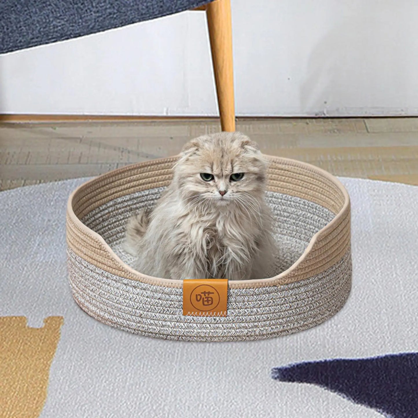 Woven Cat Bed Basket Cat Scratcher Lounge Bed Pet Accessories Breathable Durable Portable Scratch Resistant Sleeping Bed Nest