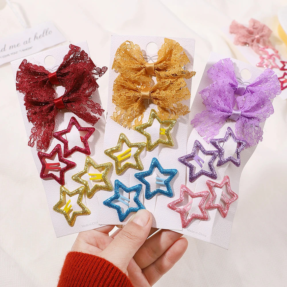 Kids Fresh Hair Clip Set Flower Printe Sweet Butterfly Hairpins Children BB Hair Bangs Clips Barrettes Girl Accessories Headwear