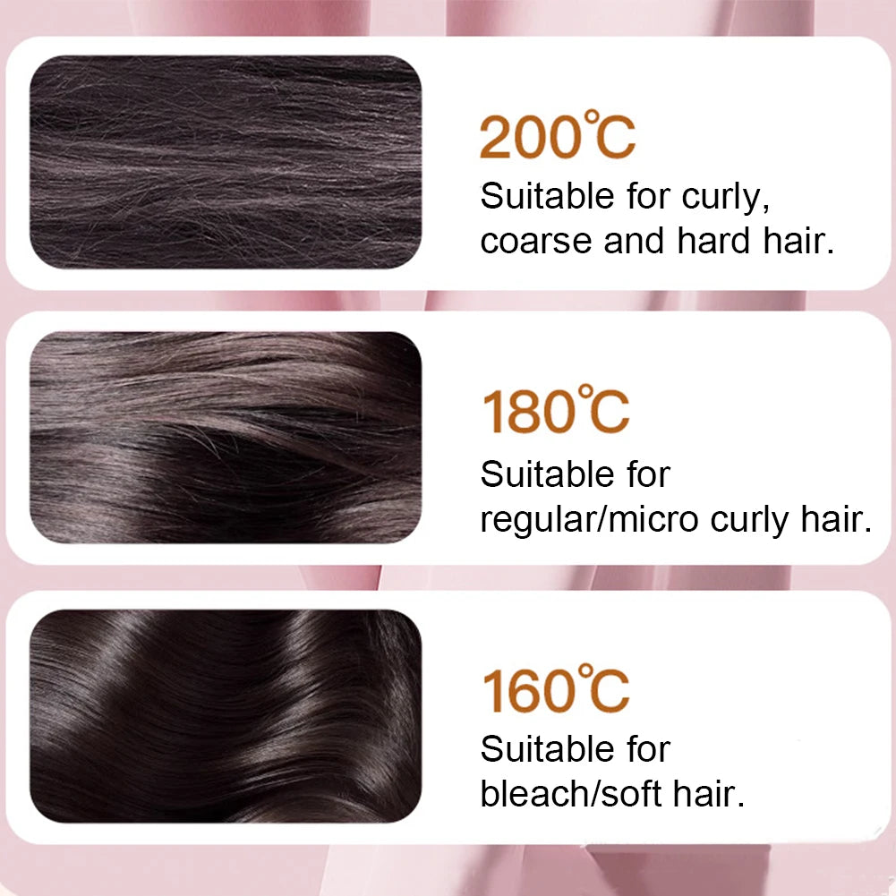 Electric Heating Hair Straightener Brush Portable Mini Hair Straightener 3 Temperature Hot Hair Comb Anti-Scald For Men & Women