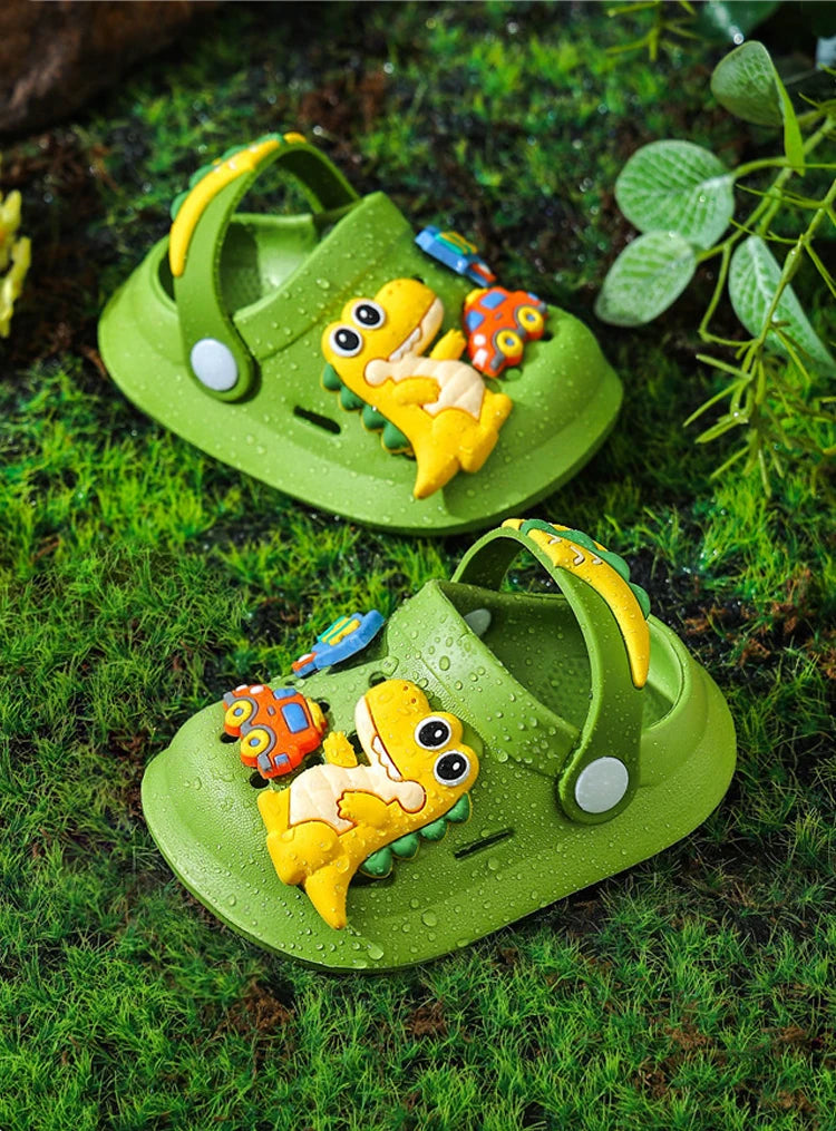 Summer Kids Sandals Children's Shoes Slippers Soft Anti-Skid Cartoon DIY Design Hole Baby Shoes Dinosaur Beach For Boys Girls