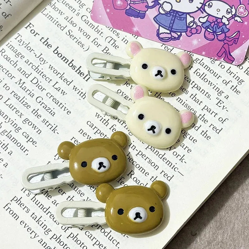 Rilakkuma Hair Clips for Girls Kawaii Relax Bear Hairpin Women Bangs Bobby Pin Fashion Duckbill Clip Kids Hairs Ornaments Gift