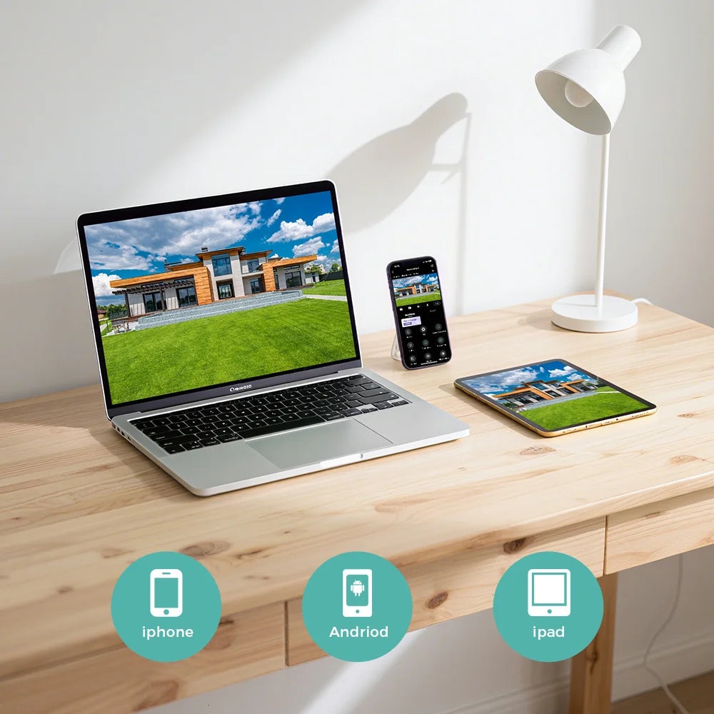 Solar Powered WiFi Security Camera Outdoor 3MP HD with Color Night Vision Two Way Audio Motion Detection & Pan - Tilt Control