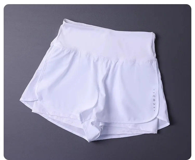 Women's 2 in 1 Shorts with Pockets - Lightweight Breathable Loose Anti-Disclosure Split Side for Yoga Running Gym