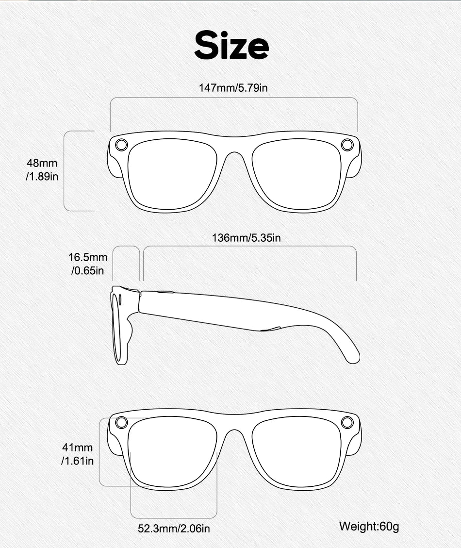 Smart Glasses 100W Camera Anti-shake Video Recording Music Control Photo Recognition Bluetooth Call Sports Sunglasses Waterproof