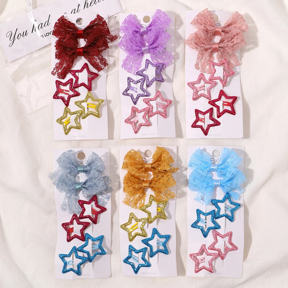 Kids Fresh Hair Clip Set Flower Printe Sweet Butterfly Hairpins Children BB Hair Bangs Clips Barrettes Girl Accessories Headwear