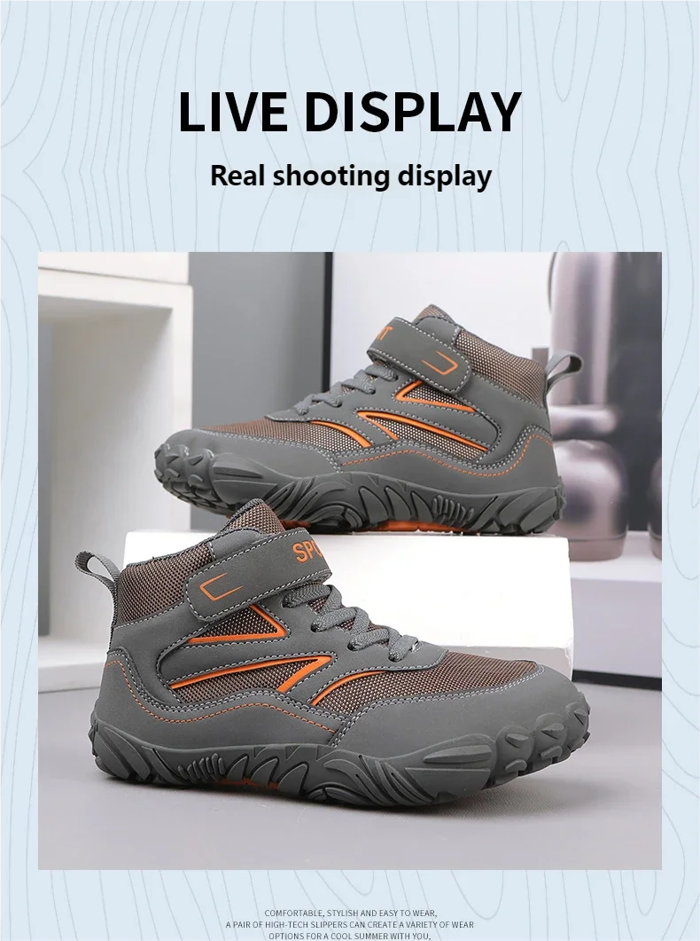 Kids Hiking Shoes Wide-toe High-top Autumn Winter Barefoot Wading Shoes Boys Girls Non-slip Stream Tracing Beach Sneakers