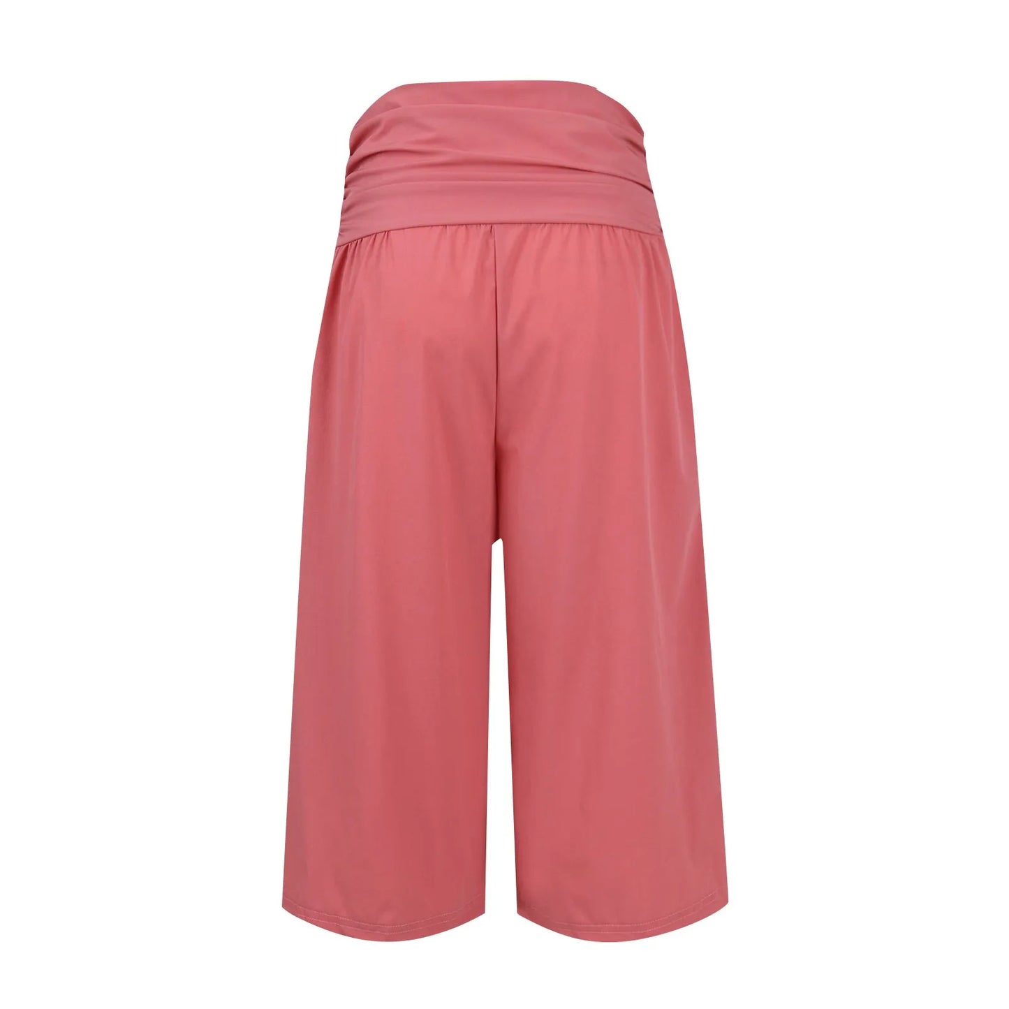 women pants summer loose cropped pants High Waist Solid Color Casual Trousers Pants With Pockets cozy breathable pantalon femme