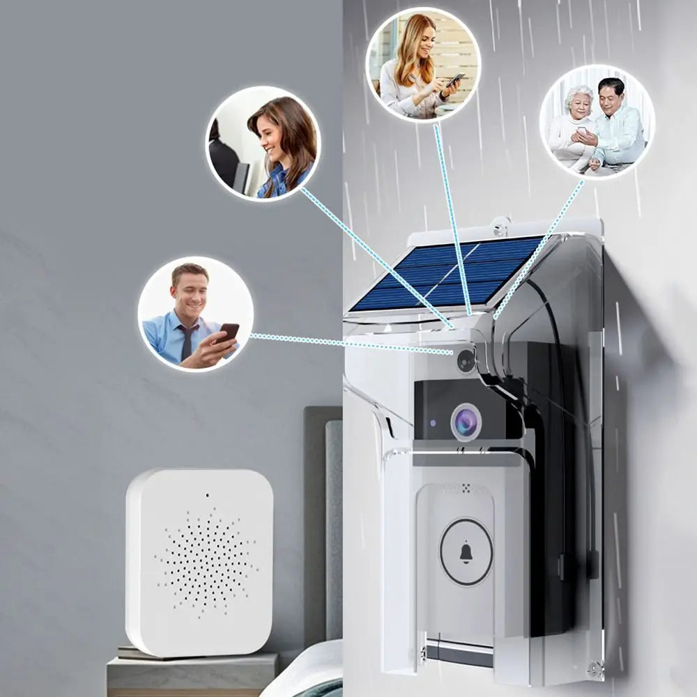 Waterproof Visual Intercom Doorbell Solar Power Wireless Front Door Camera HD Home Security Video Doorbell Outdoor Surveillance