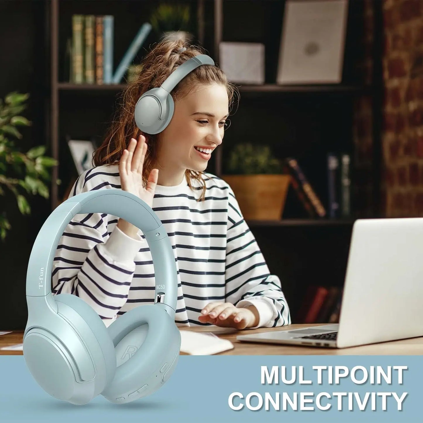 Hybrid Active Noise Cancelling Headphones, Wireless Over Ear Bluetooth Headsets ANC,APP Custom EQ,Deep Bass, Comfort Ear Cups