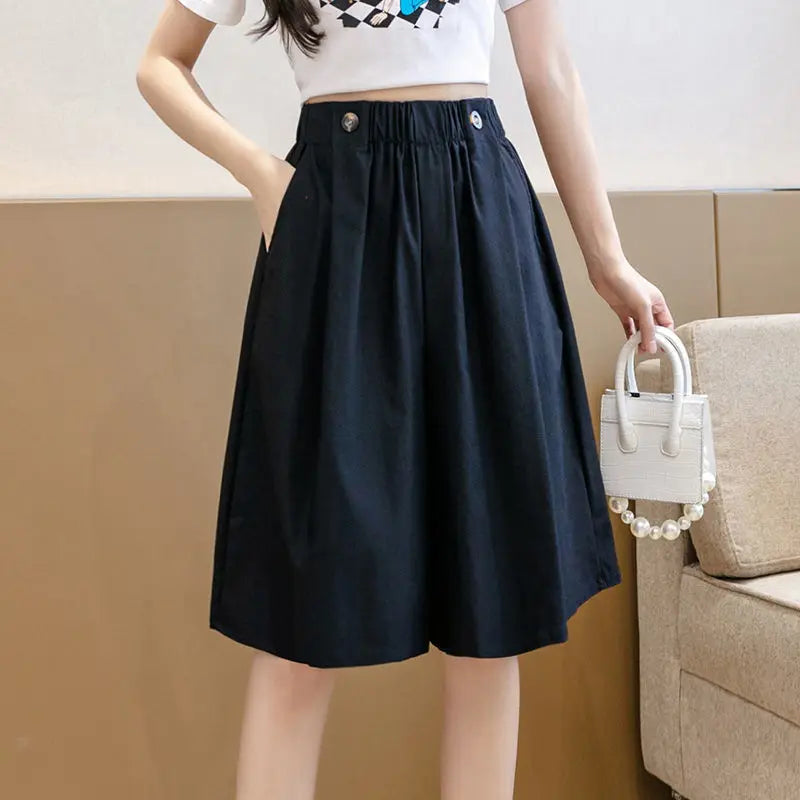 Shorts for Women Culotte Half Wide Knee Length High Waist Skirt Pants Mid Short Woman Bermuda Designer Wholesale Casual Design