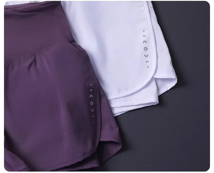 Women's 2 in 1 Shorts with Pockets - Lightweight Breathable Loose Anti-Disclosure Split Side for Yoga Running Gym