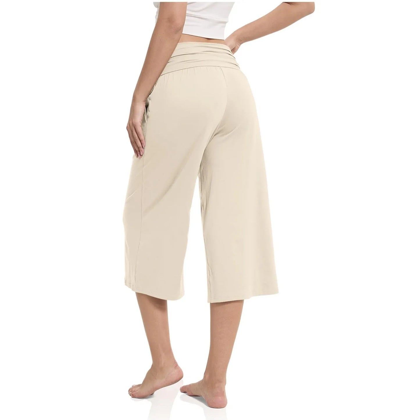 women pants summer loose cropped pants High Waist Solid Color Casual Trousers Pants With Pockets cozy breathable pantalon femme