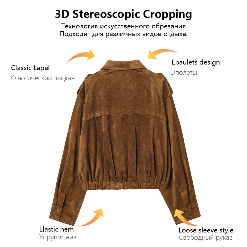 Women's Jacket 2025 New Fashion Autumn Winter Vintage Suede Jacket for Women Casual Chic Ladies Coat