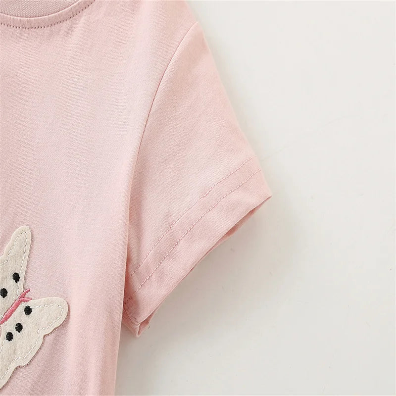 Jumping Meters 2-7T Girls Clothing Sets Kids Suits 2 Pcs  Tops + Leggings Baby Clothes Summer Short Sleeve Kids  Wear Outfits