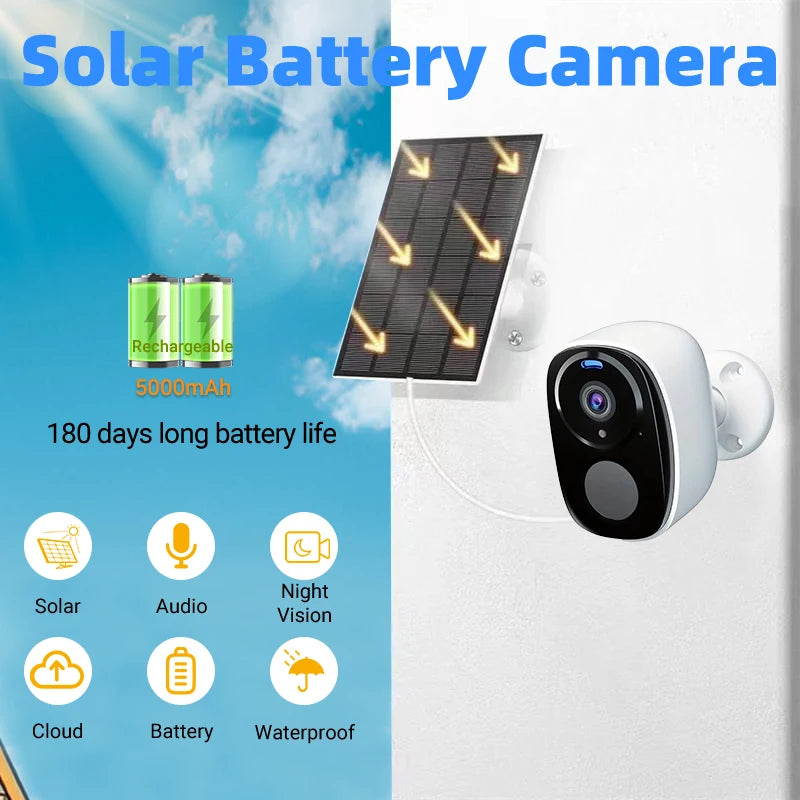 2K 5MP 4G Solar Security Camera Wireless Outdoor Color Night Vision PIR Motion Waterproof Solar/Battery Powered No WiFi Needed