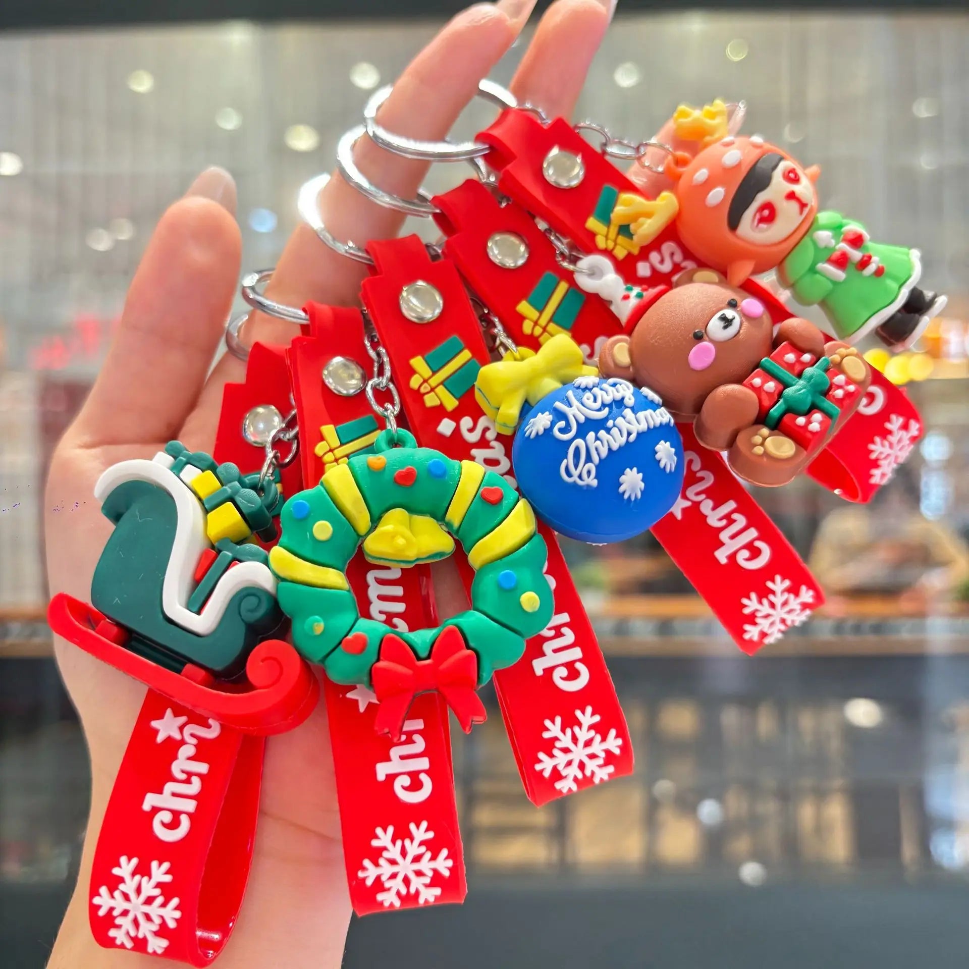 Christmas Gift 2025 Cute Santa Keychain Cartoon Pendant for Bag Car Keys Decor Stocking Stuffer for Kids Children Daughter Son