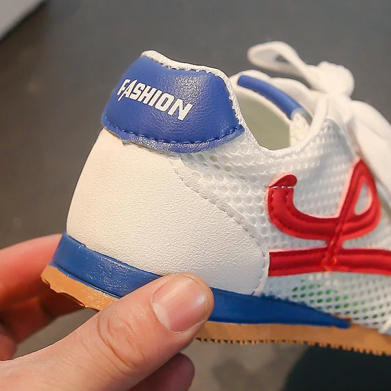 Children's Sneakers Four Seasons 3-18 Years Old Mesh Breathable Boys Girls Tennis Shoes Blue Hundred Non-slip Kids Single Shoes