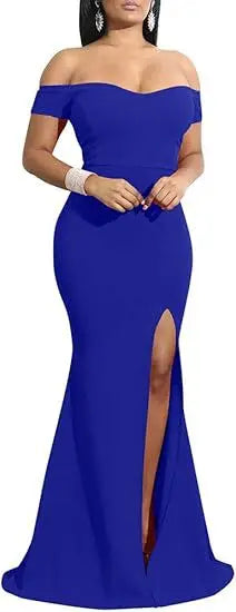 Evening Dresses فساتين سهرة Elegant Women's Off Shoulder High Split Long Formal Party Dress Evening Gown