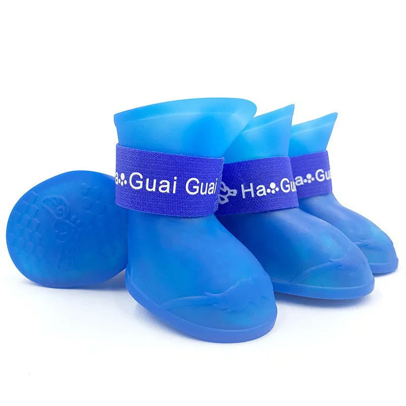 4Pcs Pet WaterProof Rainshoe Anti-slip Rubber Boot For Small Medium Large Dogs Cats Outdoor Shoe Dog Ankle Boots Pet Accessories