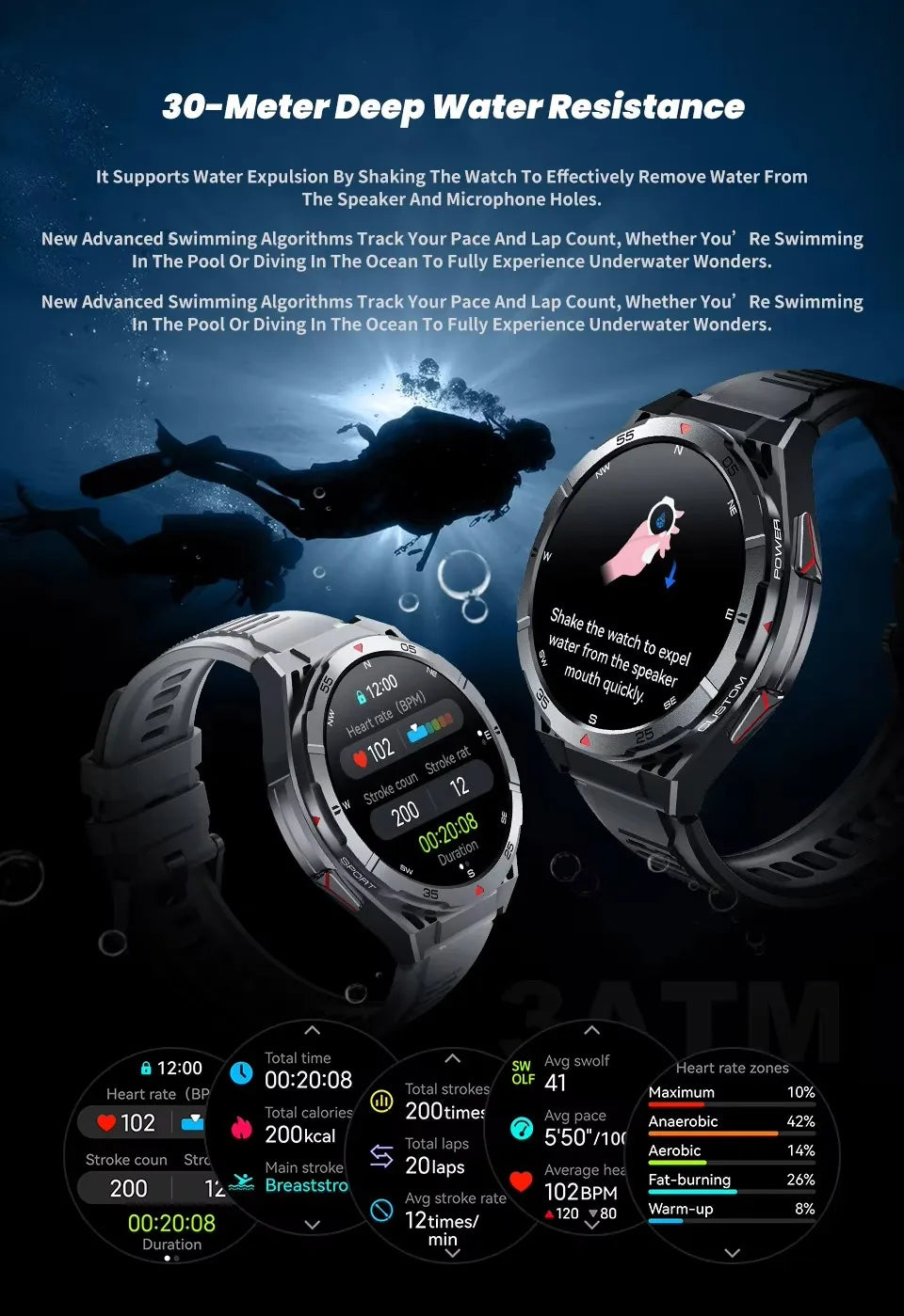 X2B Smart Watch GPS Positioning Men Outdoor Sport Bluetooth Calling AI Voice Health Monitoring Fitness Tracker Smartwatch