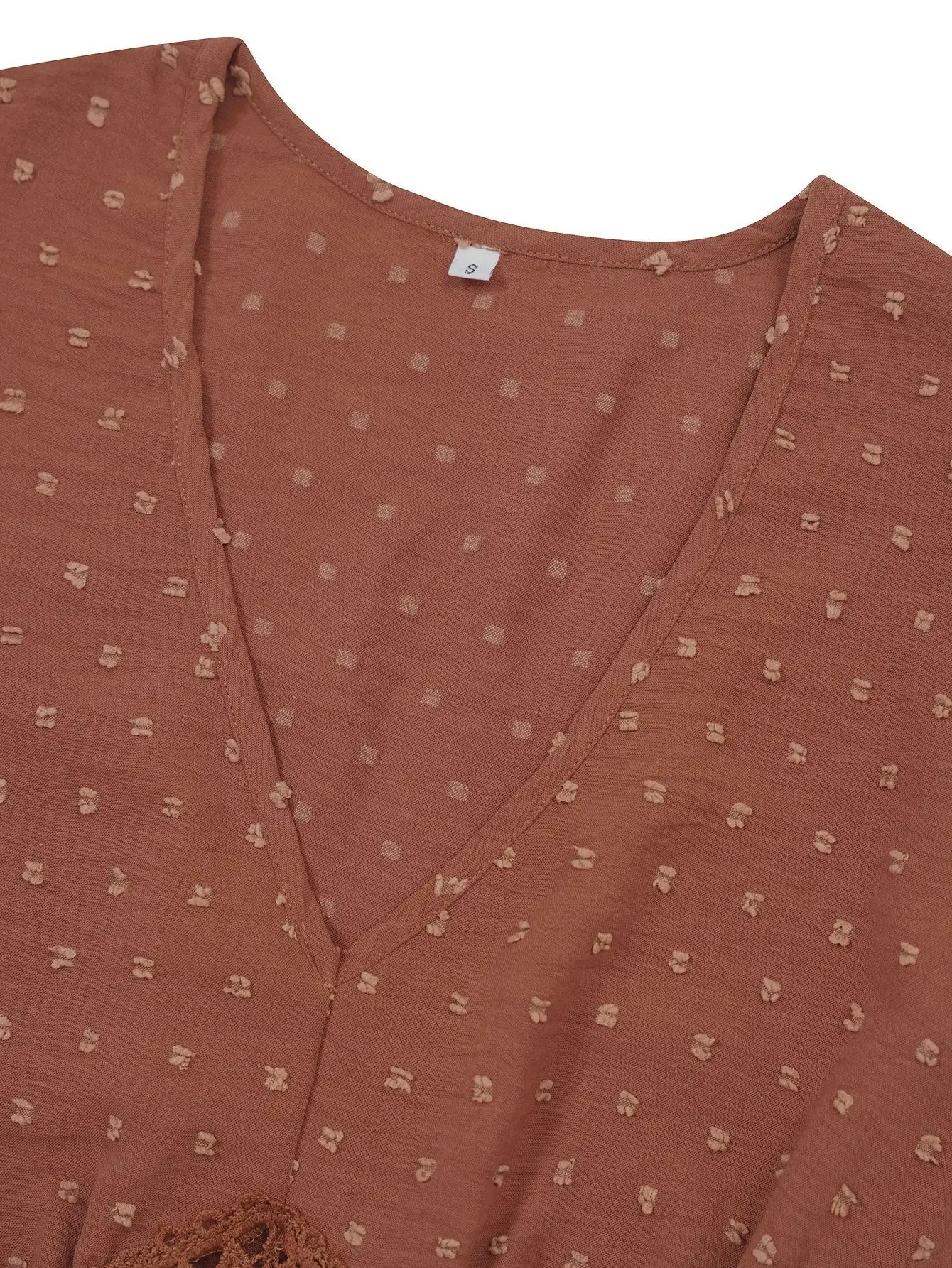 Summer Womens Dresses 2025 Solid Color V-neck Waist Ruffle Sleeve Knee Length Swing elegant party Dress Casual Holiday Vestidos