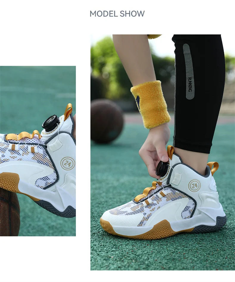Kids Basketball Shoes Boys Sneakers Non-slip Child Trainer Basket Shoes Outdoor Children Sport Shoes
